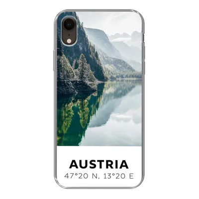 Produktbild von MuchoWow® Handyhülle Schutzhülle Hülle für iPhone XR Österreich - Wasser - Grün - Alpen Silikon Softcase Handy Hülle - Schutzdeckel