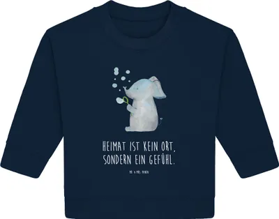 Produktbild von Mr. & Mrs. Panda Organic Baby Pullover Elefant Seifenblasen 12. - 18. Monat - French Navy - Geschenk, Liebesspruch, Liebe, Bullover, Lustige Sprüche, Elefanten, Heimat