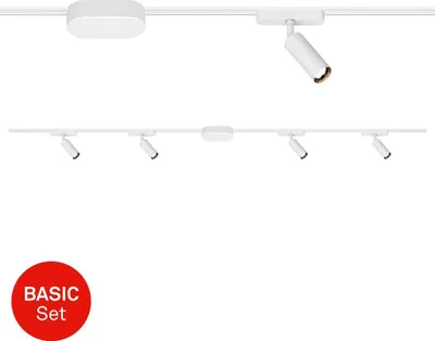 Produktbild von Briloner Luxtrail Schienensystem, Starterset, 4x LED Spots, Schwenkbar, Erweiterbar, Weiß, 2 m