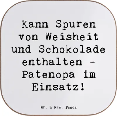 Produktbild von Mr. & Mrs. Panda Bierdeckel Personalisiert Patenopa und Weisheit - Weiß - Geschenk, Patenschaft, Personalisierte Untersetzer, Humor, Weihnachten, Patenkind, bedruckt