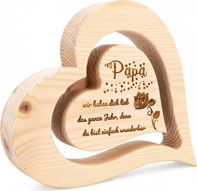 Produktbild von Zirbenherz 20cm Papa wir haben dich lieb