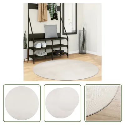 Produktbild von The Living Store Teppich IZA Kurzflor Skandinavischer Look Creme Ø 120 cm