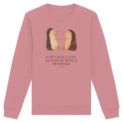 Produktbild von Mr. & Mrs. Panda Bio Baumwoll Pullover Igel Liebe Größe S - Canyon Pink - Geschenk, Pulli, Sweatshirt, Freundin, Sweater, Hochzeit, Partner, Hochzeitstag