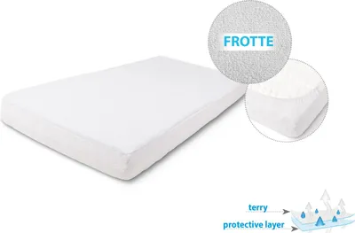 Image de BabyMatex Drap de lit imperméable 60x120 01 blanc en éponge avec élastique pour le lit de bébé