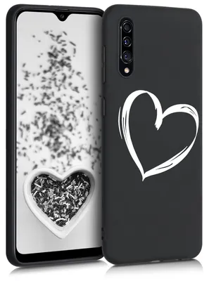Produktbild von kwmobile Hülle kompatibel mit Samsung Galaxy A30s - Handyhülle Silikon Case - Herz Brush Weiß Schwarz