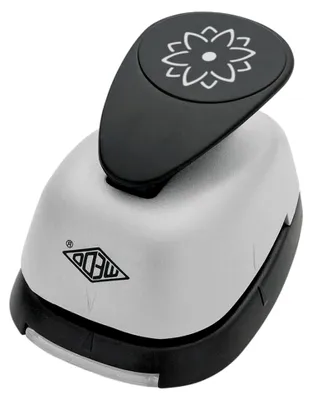 Produktbild von Motivlocher Blüte Maxi, 3D-Effekt, Ausstanzung 3,7 x 3,7 cm, Auffangbehälter, schwarz / grau