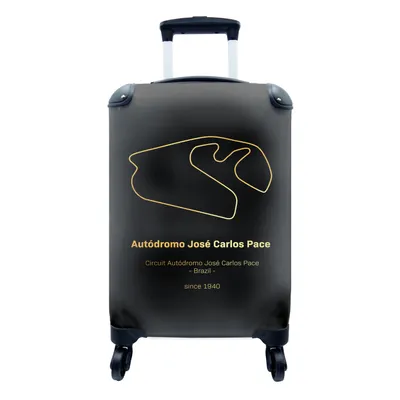 Produktbild von MuchoWow® Koffer Handgepäck Trolley Rollkoffer Kleine Reisekoffer mit 4 Rollen - Brasilien - Rennstrecke - Formel 1 - Cabin Size < 55x40x23 cm & 55x40x20 cm - Fotokoffer - Kabinenkoffer - Boardgepäck - Reise-Box - Reisekoffer - Reisegepäck - Koffer mit Bild - Trolley für Kinder