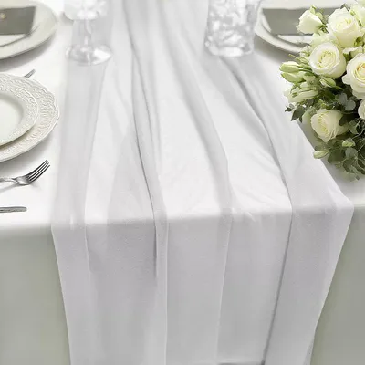 Imagen del producto de Mantel individual de gasa, blanco, 70 x 300 cm, para la cocina
