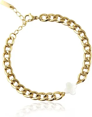 Produktbild von Armband aus 14-karätig vergoldetem Chirurgenstahl, Kleeblatt BST1540