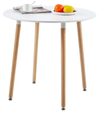Obrázok produktu pre Okrúhly jedálenský stôl z MDF, biela farba, 80 x 80 cm, škandinávsky dizajn, 4 nohy