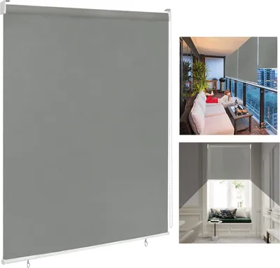 Obrázek produktu pro ACXIN venkovní roleta balkonová vertikální markýza roleta stínící soukromí venkovní roleta ochrana proti slunci ochrana proti UV záření (140 x 240 cm, šedá)