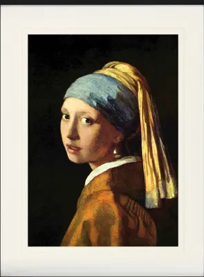 Produktbild von Johannes Vermeer Gerahmtes Bild Mit Edlem Passepartout | Wand-Bilder | Im Bilderrahmen - Das Mädchen Mit Dem Perlenohrring, 1665 (80 x 60 cm)