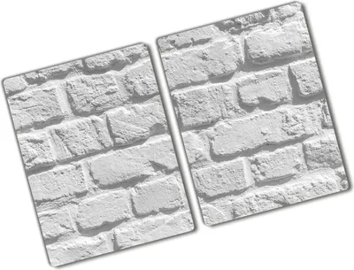Produktbild von Tulup Glas Herdabdeckplatte - 2x40x52 cm - Glaskeramikkochfeld-Abdeckung Spritzschutz Glasabdeckplatte Kochplattenabdeckung und Schneidebrett - Zweiteilig - Sonstige - Backsteinmauer - Weiß