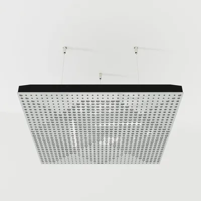 Produktbild von 2er-Pack – Abgehängtes Decken-Akustikpaneel mit Samtstoff und Befestigungsset|50x50x5cm|Schallabsorption |[WILDS -Weißer Kunststoff|Weiß]