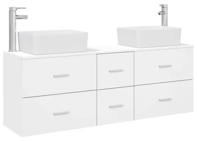 Image de vidaXL Ensemble de 3 meubles de salle de bain, blanc, 53 x 34,5 x 63 cm