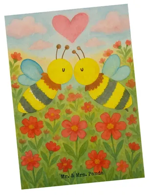 Produktbild von Mr. & Mrs. Panda Grußkarte Biene Liebe Design - Weiß - Geschenk, Postkarten, Postkarte, Ansichtskarten, bildkarte, Ansichtskarte