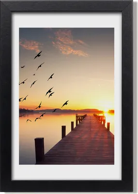 Produktbild von Bild 20x30 MDF-Rahmen, Wandkunst Sonnenuntergang Pier