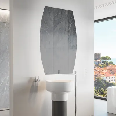 Produktbild von Unregelmäßiger asymmetrischer Spiegel mit LED Beleuchtung 60 x 100 cm - mit LED Beleuchtung - LED Farbe Kaltweiß 7000K - Individuell Nach Maß - Beleuchtet Wandspiegel Lichtspiegel Badezimmerspiegel - Sensor Schalter - LZBP221