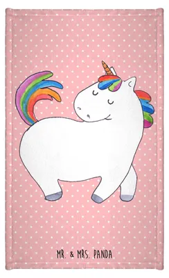 Produktbild von Mr. & Mrs. Panda Handtuch Einhorn Stolzieren - Rot Pastell - Geschenk, Gästehandtuch 30x50, Reiter, Reiten, gäste wc, Pferd, Klein, Frotteehandtuch, Gästetuch, Unicorn