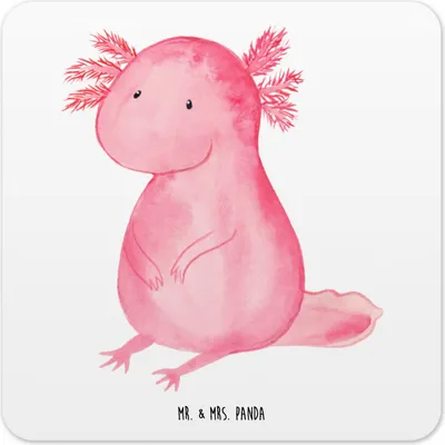 Produktbild von Mr. & Mrs. Panda Tischuntersetzer Axolotl Niedlich 6er Set - Weiß - Geschenk, Glas-Untersetzer, Tassenuntersetzer, coaster, Liebe, Untersetzer für Gläser, Lebensstil