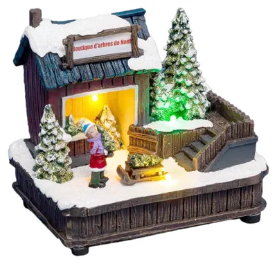 Produktbild von Weihnachtsdorf, Weihnachtsszene mit Weihnachtsbaumladen
