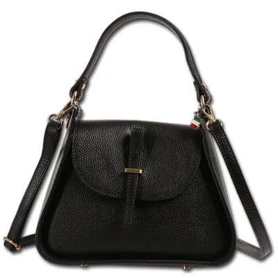 Immagine prodotto di Borsa a tracolla, nera, in pelle, da donna, modello Florence, dimensioni 10x26x19 cm, codice prodotto D3OTF871S1