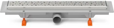 Productafbeelding van Chud?j vloerafvoer, 450 mm, zijuitlaat D40, vierkante afdekplaat met roestvrijstalen frame, type CH 450 SN 1