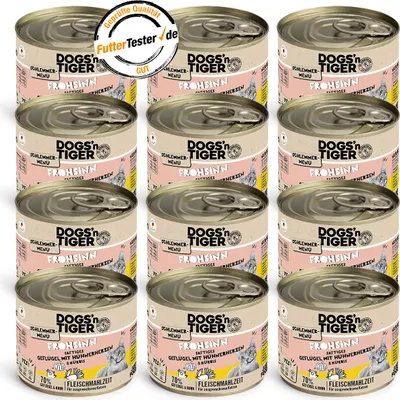Obrázok produktu pre Dogs'n Tiger Adult, krmivo pre mačky, veselosť, vlhké krmivo pre mačky, bez obilnín, hydina a tekvica, 12x200g