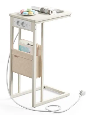 Produktbild von VASAGLE Beistelltisch, C-Form, mit Steckdose, Metallgestell, 40x30x62.2 cm