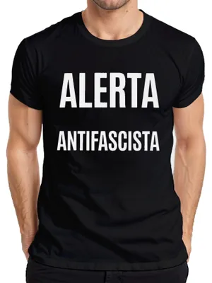 Zdjęcie produktu dla Alerta Antifascista – koszulka męska z nadrukiem protestacyjnym, motywem aktywistycznym i polityką lewicową, styl retro, kolor czarny, rozmiar XL