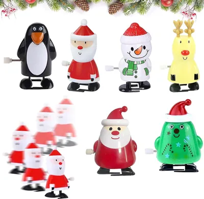 Productafbeelding van Opwindspeelgoed voor Kerstmis - Set van 6 - Uurwerkspeelgoed - Kinderopwindspeelgoed - Sneeuwpop - Kerstman - Figuur