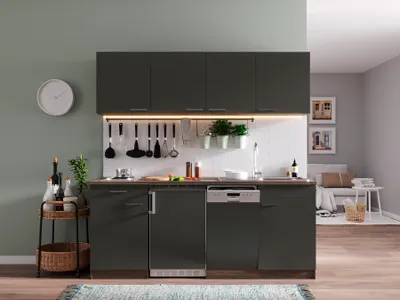 Produktbild von Küche Küchenzeile Singleküche Eiche York Grau Oliver 195 cm Respekta