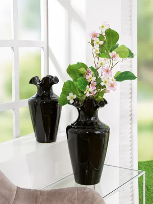 Image de Gilde Vase, konisch, "Irina", Keramik, schwarz, VE 2, H. 32.5 cm, D. 17 cm 32545 4063387325452
