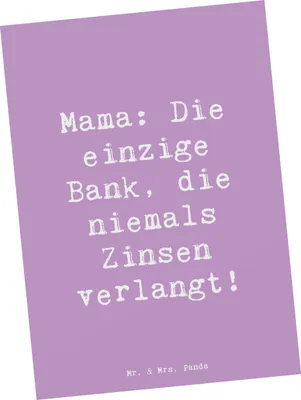 Produktbild von Mr. & Mrs. Panda Postkarte Spruch Mutter Bank - Lavendeltraum - Geschenk, Handarbeit, Mütterliche Unterstützung, Muttertag, uneigennützige Liebe, Postkarten, Mutterliebe