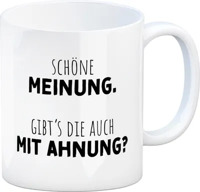 Produktbild von Klugscheißer Kaffeebecher mit Spruch Schöne Meinung aber keine Ahnung