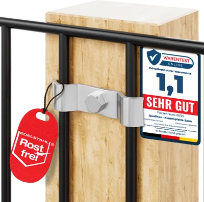 Produktbild von Qualinos Spannbügel 50 mm V2A Edelstahl (150 Stück) – Zaunhalter & Stabmattenzaun Zubehör zur Doppelstabmattenzaun Befestigung Germany