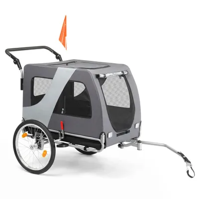 Produktbild von FCH Fahrradanhänger Hundeanhänger 2-in-1 klappbar,Transportwagen, Fahrradwagen, Anhänger für Fahrrad,grau