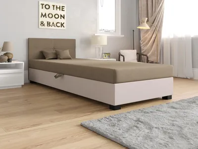 Obrázok produktu pre Jednolôžková čalúnená posteľ 100x195 LOCIKA 1 - hnedá / ecru