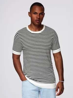 Obrázok produktu pre Ombre Clothing Pánske tričko s krátkym rukávom Fredario čierna biela M