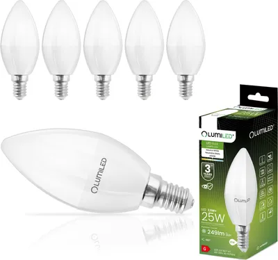 Produktbild von LUMILED B35 E14 LED Lampe 2,5W (ersetzt 25W), 249 Lumen, Kerze Milch Glas Leuchtmittel in Kerzeform 4000K Neutralweiß Birne Lampen 180° Grad Abstrahlwinkel Glühbirnen Kerzenbirnen 6er-Pack