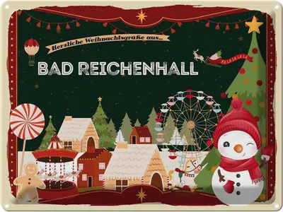 Produktbild von vianmo Blechschild 30x40 cm Weihnachtsgrüße aus Bad Reichenhall Weihnachten