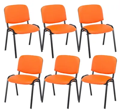 Produktbild von CLP 6er Set Besucherstuhl Ken Kunstleder stapelbar mit einer Sitzhöhe von 44 cm orange