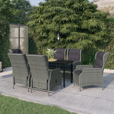 Immagine prodotto di The Living Store 7 pezzi. Set da pranzo da giardino grigio chiaro