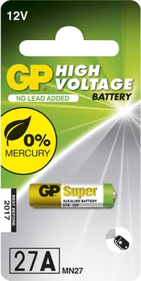 Obrázok produktu pre GP Batteries High Voltage 27A, Batéria na jedno použitie, Alkalický, 12 V, 1 kusov, Viacfarebný, Blistr