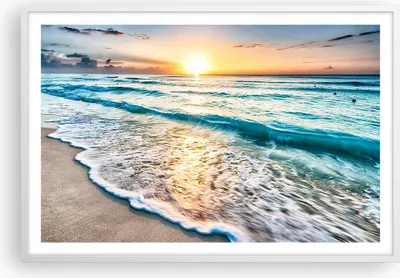 Produktbild von Gerahmtes Poster - Weißer Rahmen - Meer Welle Strand - 91,5x61 cm - Wand Bild - Wanddeko - Wandbilder - Kunstposter - Wandposter - Bilderrahmen - Bilder - Kunstdruck - Wandbild - P2WAA91x61-3621