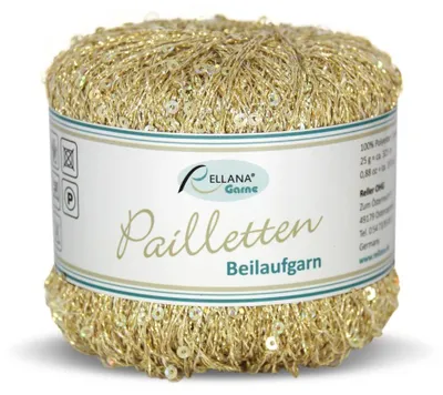 Produktbild von Rellana Pailletten Beilaufgarn, 25 g/325 m, 100% Polyester gold (202)