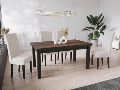 Obrázok produktu pre Moderný obdĺžnikový rozkladací jedálenský stôl - Úspora miesta - Čierne drevené nohy - 120 až 160 cm - Vyrobené v EÚ - 120 x 80 cm - Arvadonna gaštan