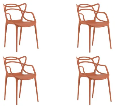 Obrázek produktu pro Sada 4 ks plastových židlí KATO, terakotová