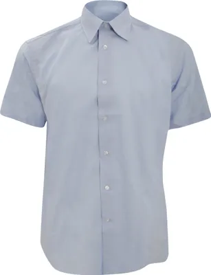 Produktbild von Russell Collection Oxford Herren Hemd, Kurzarm, pflegeleicht BC1016 (40,5 cm) (Dunkelblau)