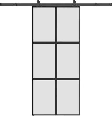 Produktbild von Möbel Schiebetür mit Beschlag 90x205 cm Hartglas & Aluminium 3332963